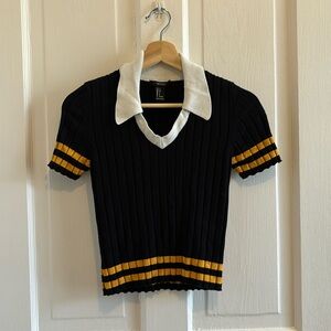 FOREVER 21 | Short sleeve navy and yellow polo knit